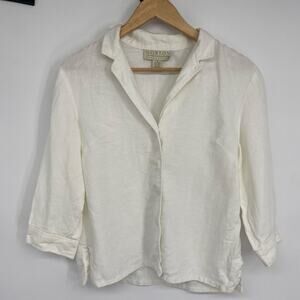 Norton Shirt Jacket Women’s Small Linen Button Up Coastal Grandma Oversized